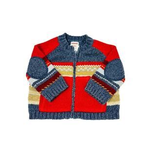 Catimini Striped Cardigan Size 6 Months Zip Front Multicolor Unisex Elbow Patch